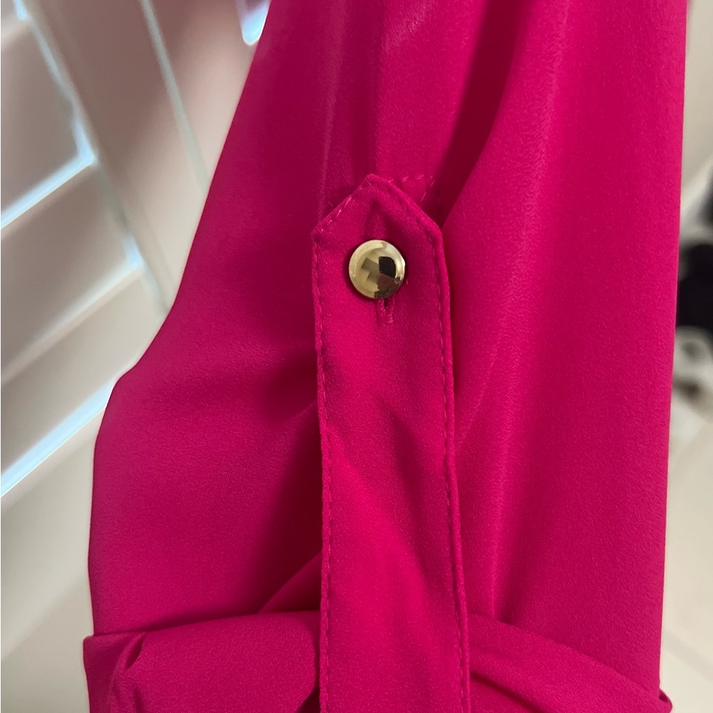 Cache Hot Pink Button-Down Blouse Size Small - image 7